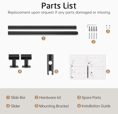 KES 30-Inch Matte Black Shower Slide Bar with Adjustable Holder