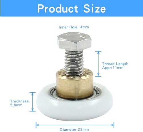 4 pcs 23mm Shower Door Rollers Replacement