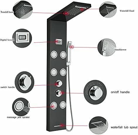 Gougeltd Stainless Steel Shower Panel Tower System with Massage Jets 1