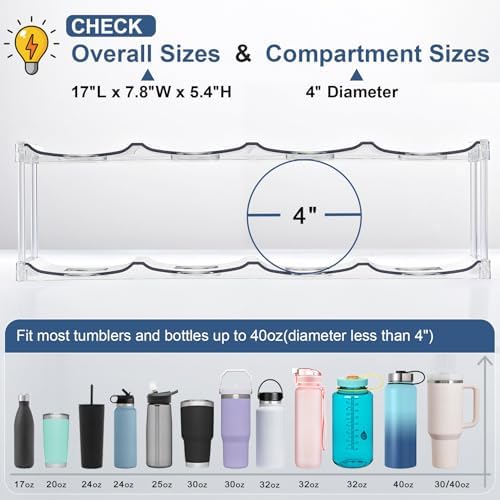 3 Tier Stackable Water Bottle Organizer - 12 Cup Holder for Large Bottles