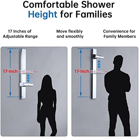 G-Promise Adjustable Shower Slide Bar with Strong Adhesive Chrome Mount