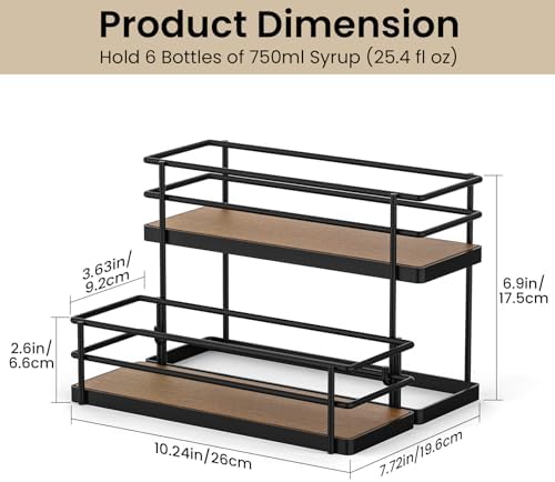 THYGIFTREE 6 Bottle Syrup Rack Organizer 2-Tier Stand