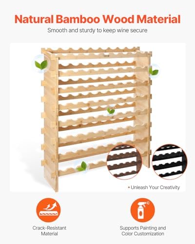 VEVOR 8-Tier Stackable Wine Rack for 72 Bottles