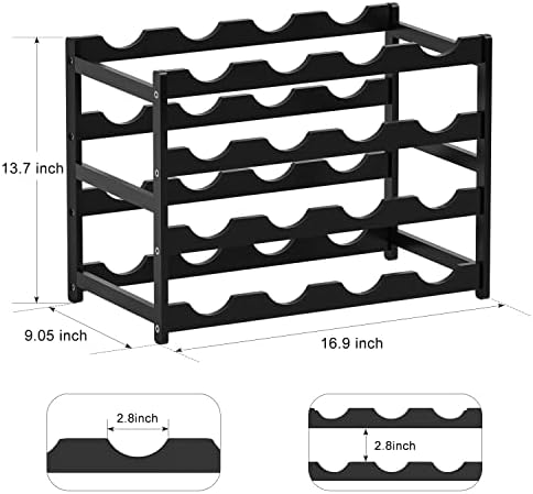 Ruichang 4-Tier Bamboo Wine Rack - 16 Bottle Capacity