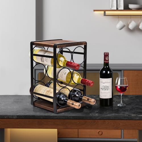 SODUKU Rustic Wood Wine Rack 6 Bottles Brown