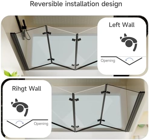 Klajowp Bathtub Shower Door 51x59 Clear Tempered Glass