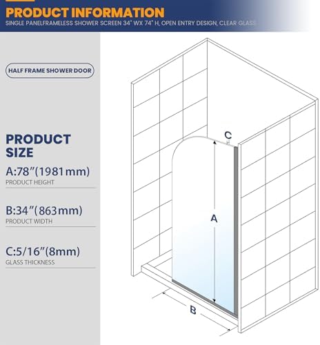 Glass Shower Door Screen 34x78 Silver 516 Clear Tempered
