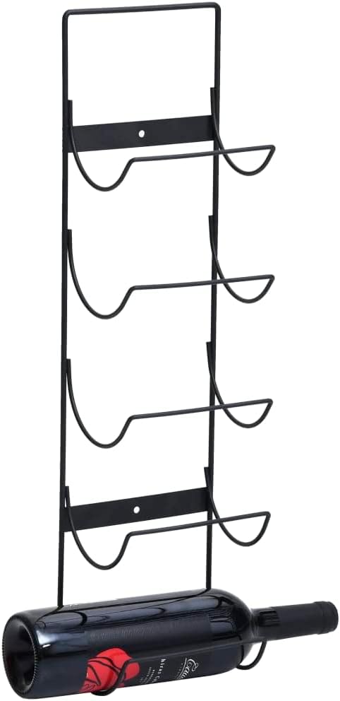 Wall Mounted Wine Rack for 5 Bottles Black Iron Industrial Style 1