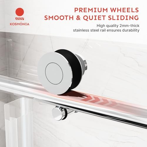 Kosmonia 56-60Wx74H Frameless Sliding Shower Door