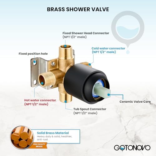 Gotonovo Bathroom Shower Head Kit with 6 Modes and Valve Included