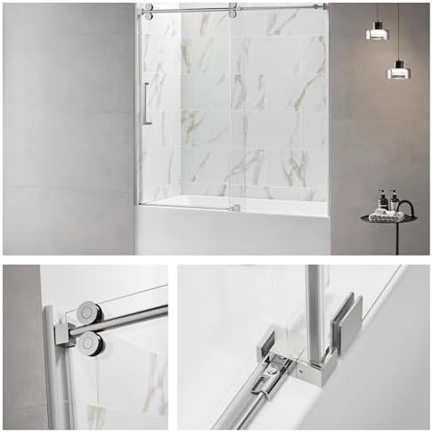 ChicFurnit Frameless Shower Door 56-60 W x 60 H