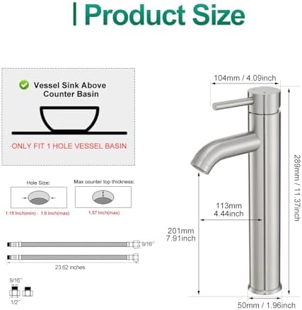 VOTON Touch On Chrome Vessel Sink Faucet