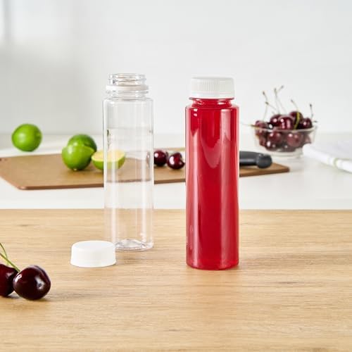 Restaurantware 8 Oz Juice Bottles 100 Pack with White Caps