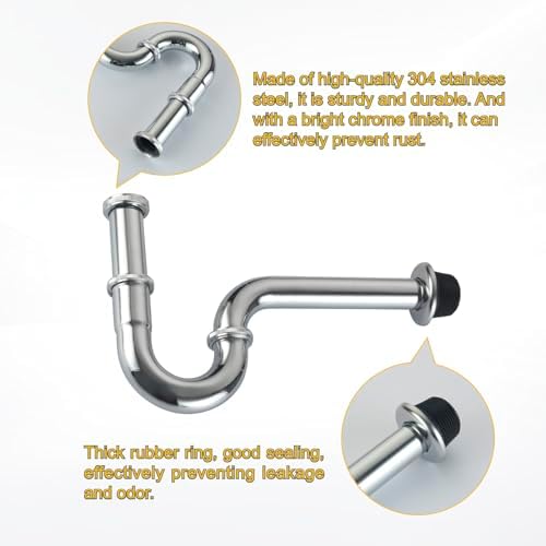 AMeoMerk Chrome P-Trap Sink Stopper Drain Kit