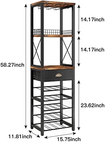 Homeiju Freestanding 4-Tier Wine Rack with Drawer and Tabletop
