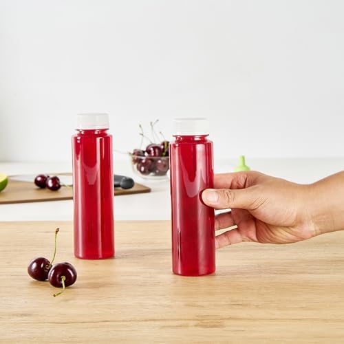 Restaurantware 8 Oz Juice Bottles 100 Pack with White Caps