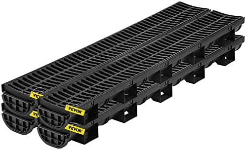 VEVOR Trench Drain System 4 Pack with HDPE Drain Trench and Plastic Grate