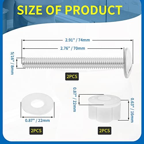 2pcs Universal Silver Toilet Seat Bolt Set