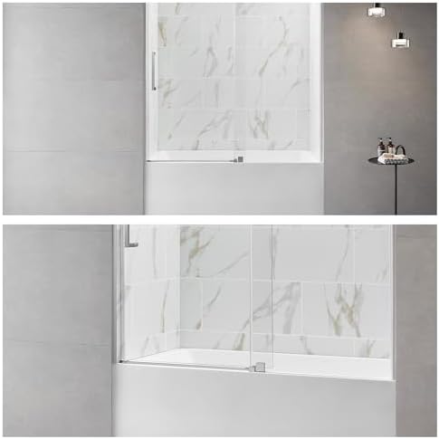 ChicFurnit Frameless Shower Door 56-60 W x 60 H