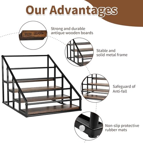 Coffee Syrup Organizer Rack with 4 Tiers for Kitchen and Bar