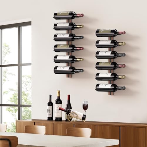 B4Life Wall Wine Rack for 12 Bottles Sturdy Wooden Design