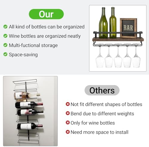 Mkono Wall Mounted Wine Rack Set of 2