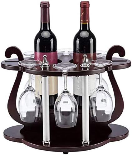 Wood Wine Holder for 2 Bottles and 6 Glasses