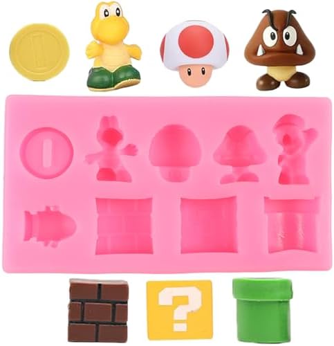 9 Hole Yoshi Icon Square Brick Dragon Mushroom Gold Coin Silicone Molds