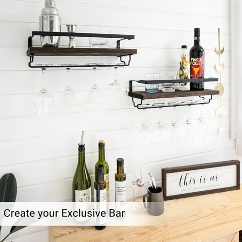 Mkono Wall Mounted Wine Rack Set of 2