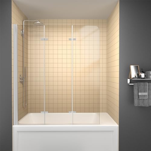 GETPRO Foldable Hinged Tub Shower Door 51x59