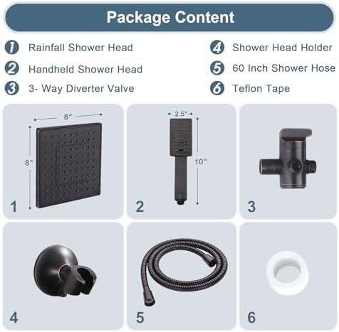 BRIGHT SHOWERS Dual Shower Head Set with Hose and Bracket