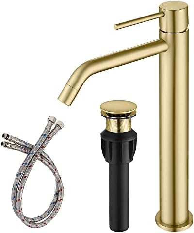 Brushed Gold Vessel Sink Faucet Single Handle
