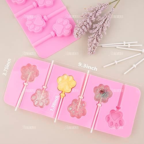 AUEAR 2 Pack Paw Silicone Lollipop Molds with Sticks 1