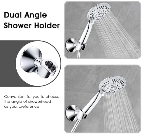 BRIGHT SHOWERS Handheld Shower Head Holder with Dual Angle and 3M Adhesive 1