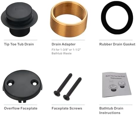 HIDROP Matte Black Tub Drain Conversion Kit