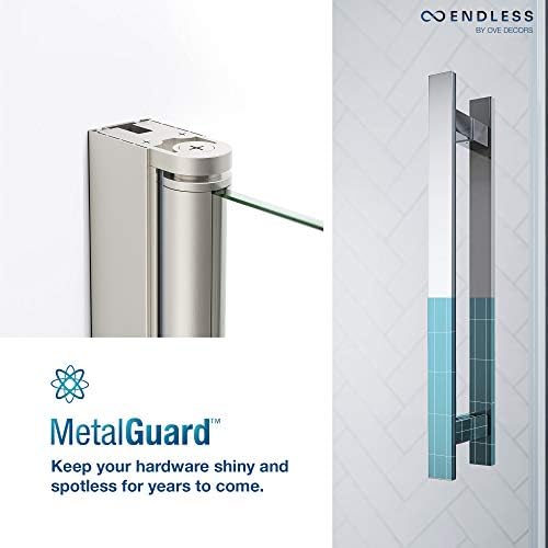 OVE Decors Frameless Pivot Shower Door Satin Nickel