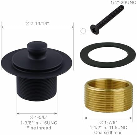 Welsan Matte Black Tub Drain Kit with Overflow Faceplate 1