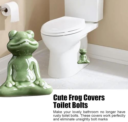 2PCS Cute Frog Toilet Bolt Caps Adorable Bathroom Decor