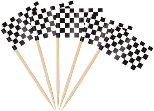 AhfuLife 100 Pcs Checkered Racing Flags Toothpick