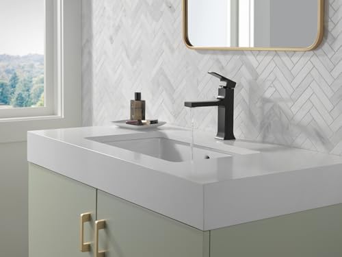 Delta Faucet Velum Single Hole Bathroom Faucet in Matte Black