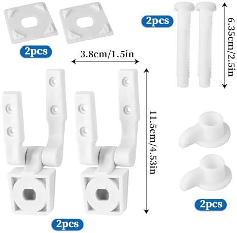 White Plastic Toilet Seat Hinge Replacement Set