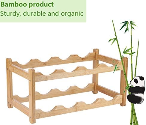 Homevany 8-Bottle Bamboo Wine Rack 2-Tier Space-Saving Entry