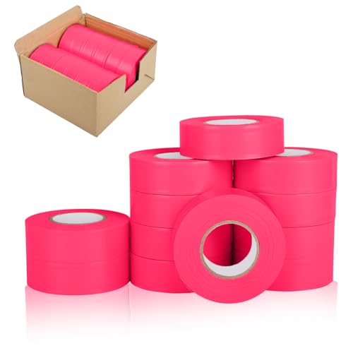 12 Pack Fluorescent Pink Safety Flagging Tape 1 in x 150 ft