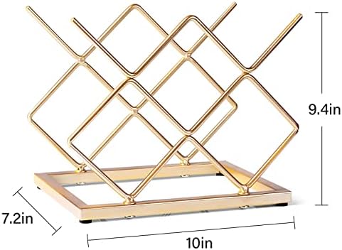 Drincarier 5 Bottle Countertop Wine Rack - Modern Gold Metal Storage Stand