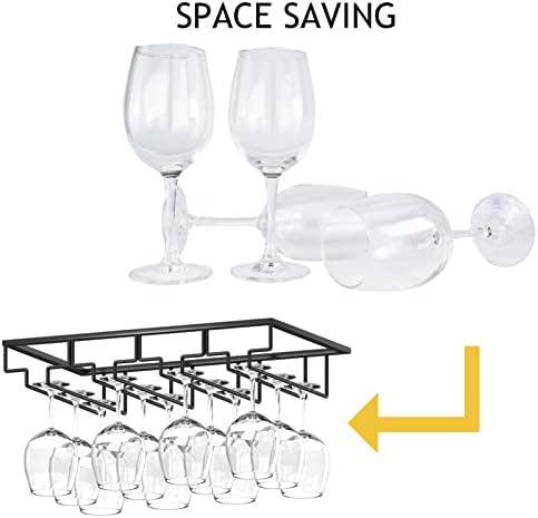 Wine Glass Rack 2 Pack - 4 Rows Black Metal Storage Hanger
