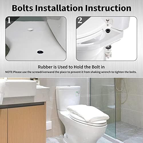 4PCS Universal Toilet Seat Hinge Bolts Kit with Stainless Steel and Rubber Washers