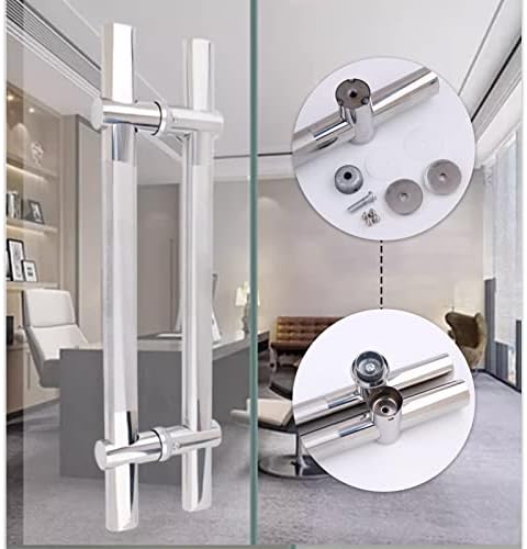 DAMSLY Adjustable Silver Glass Door Handle Set 600mm