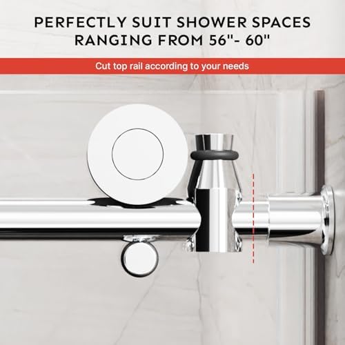 Kosmonia 56-60Wx74H Frameless Sliding Shower Door