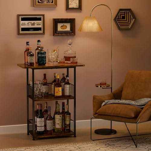 Eyteenokk 3 Tier Freestanding Whiskey Rack with T-Shape Countertop