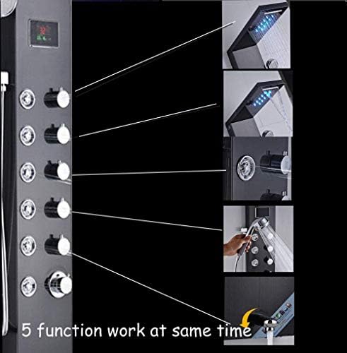 Gougeltd Stainless Steel Shower Panel with LED Massage and Fingerprint-Free Design